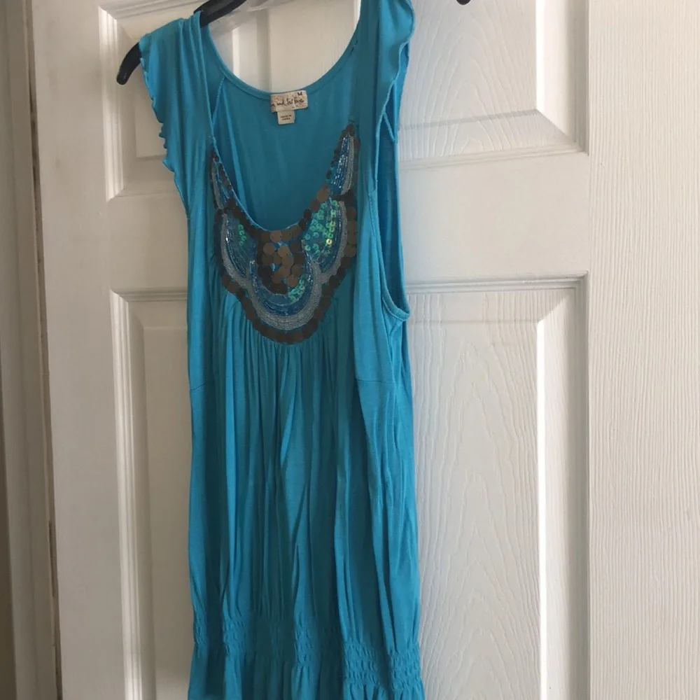 Women Jeweled Aqua Shirt - Picture 2 of 3